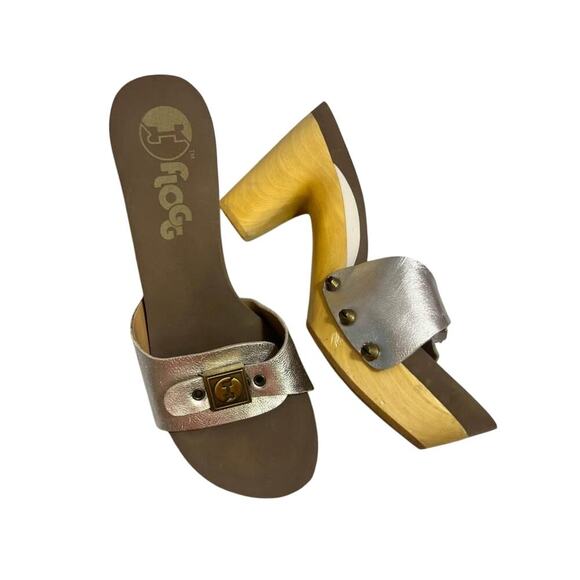Flogg Shoes - FLOGG CLOG’S Wood Sandals shoes size 8.5 silver